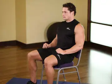 Correct form for the Chair Upper Body Stretch