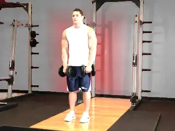 Correct form for the Front Two-Dumbbell Raise