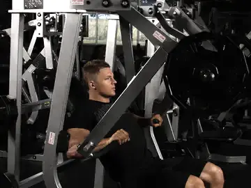 Correct form for the Leverage Decline Chest Press