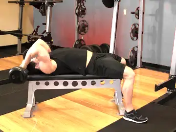 Correct form for the Lying Close-Grip Barbell Triceps Extension Behind The Head