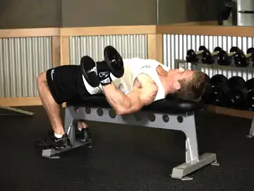 Correct form for the One-Arm Flat Bench Dumbbell Flye