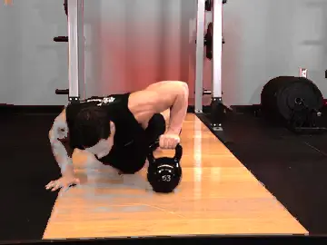 Correct form for the Plyo Kettlebell Pushups