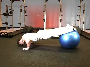 Correct form for the Push-Ups With Feet On An Exercise Ball