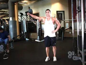 Correct form for the Standing Low-Pulley Deltoid Raise