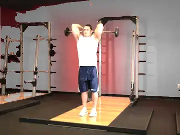 Correct form for the Standing Overhead Barbell Triceps Extension