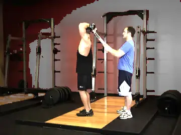 Correct form for the Standing Towel Triceps Extension